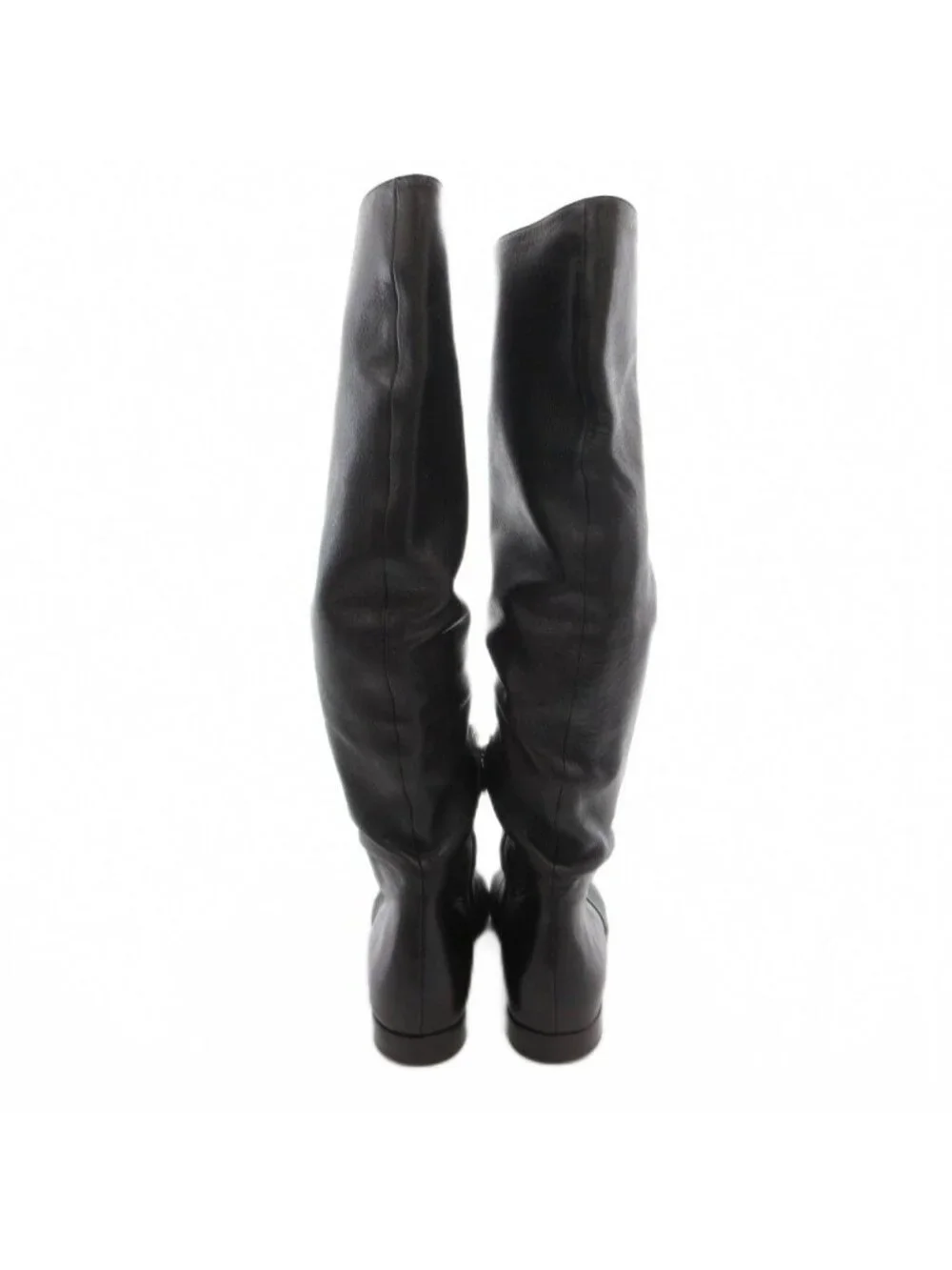 Prada Leather Long Boots Shoes Pointed Toe Black